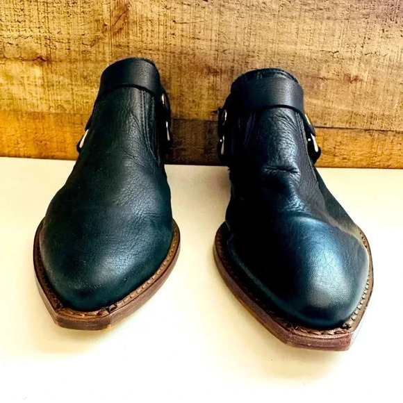 NWOT Anthropologie Birds Of Flight Black Leather Harness Boots - Picture 3 of 8